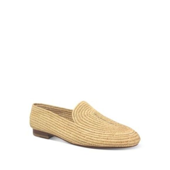 CARRIE FORBES Shoes - CARRIE FORBES Womens Beige Raffia Atlas Round Toe Slip On Loafers Shoes 39